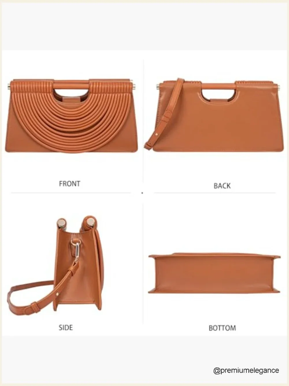 Woven PU Leather Satchel Crossbody Bag Top-Handle Half Round Evening Clutch